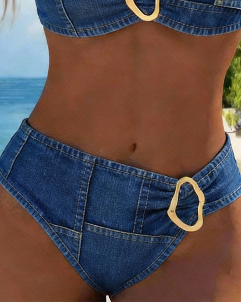 Nancy™ | Metal Buckle Two Piece Garter Belt Bikini